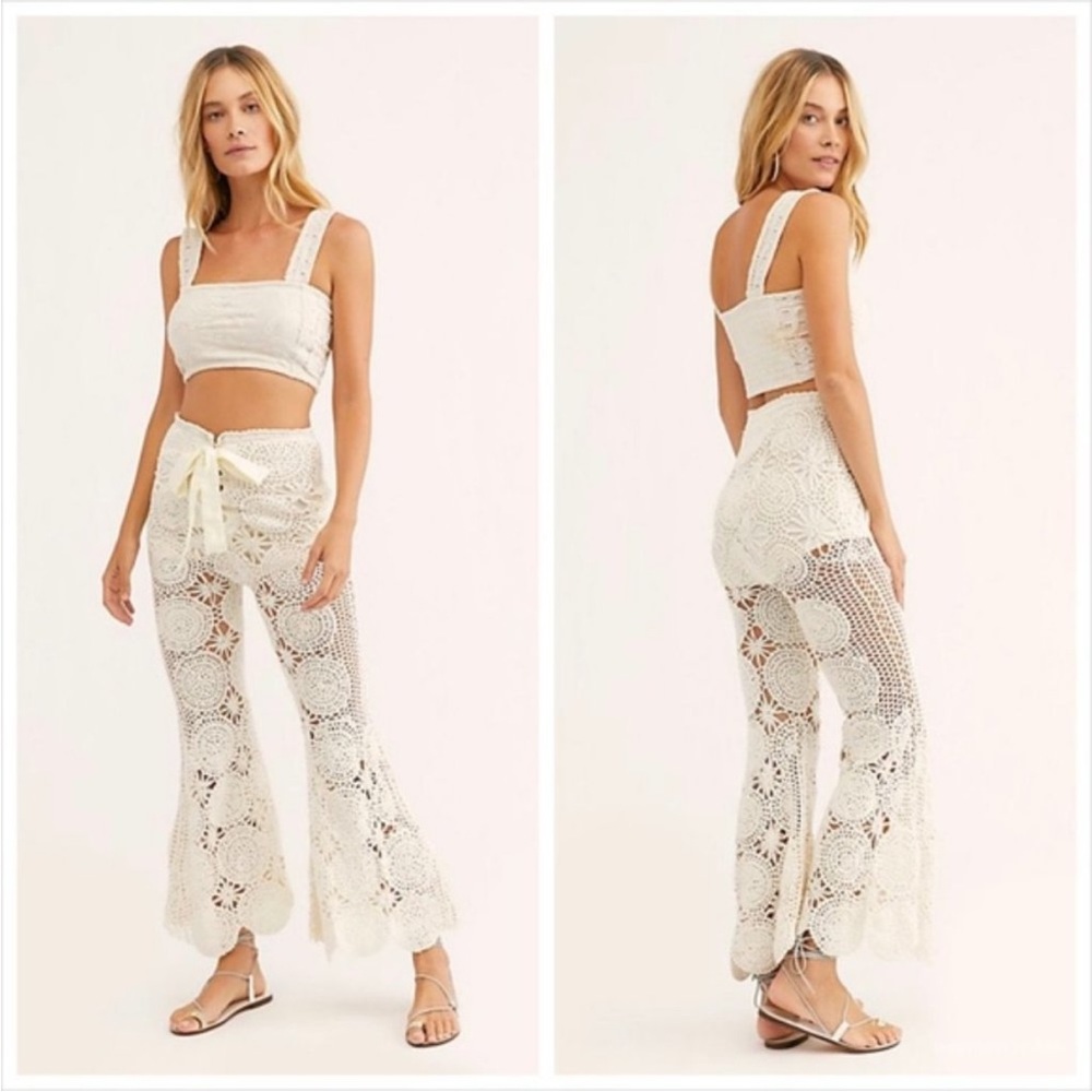 NWT Free People Dragonfly Crochet Flare Pant small